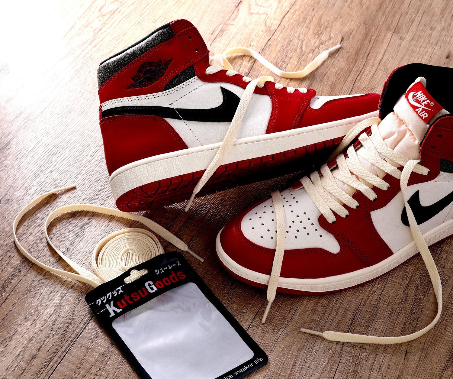 Air Force 1に使用されたベージュのフラットシューレース（靴紐）